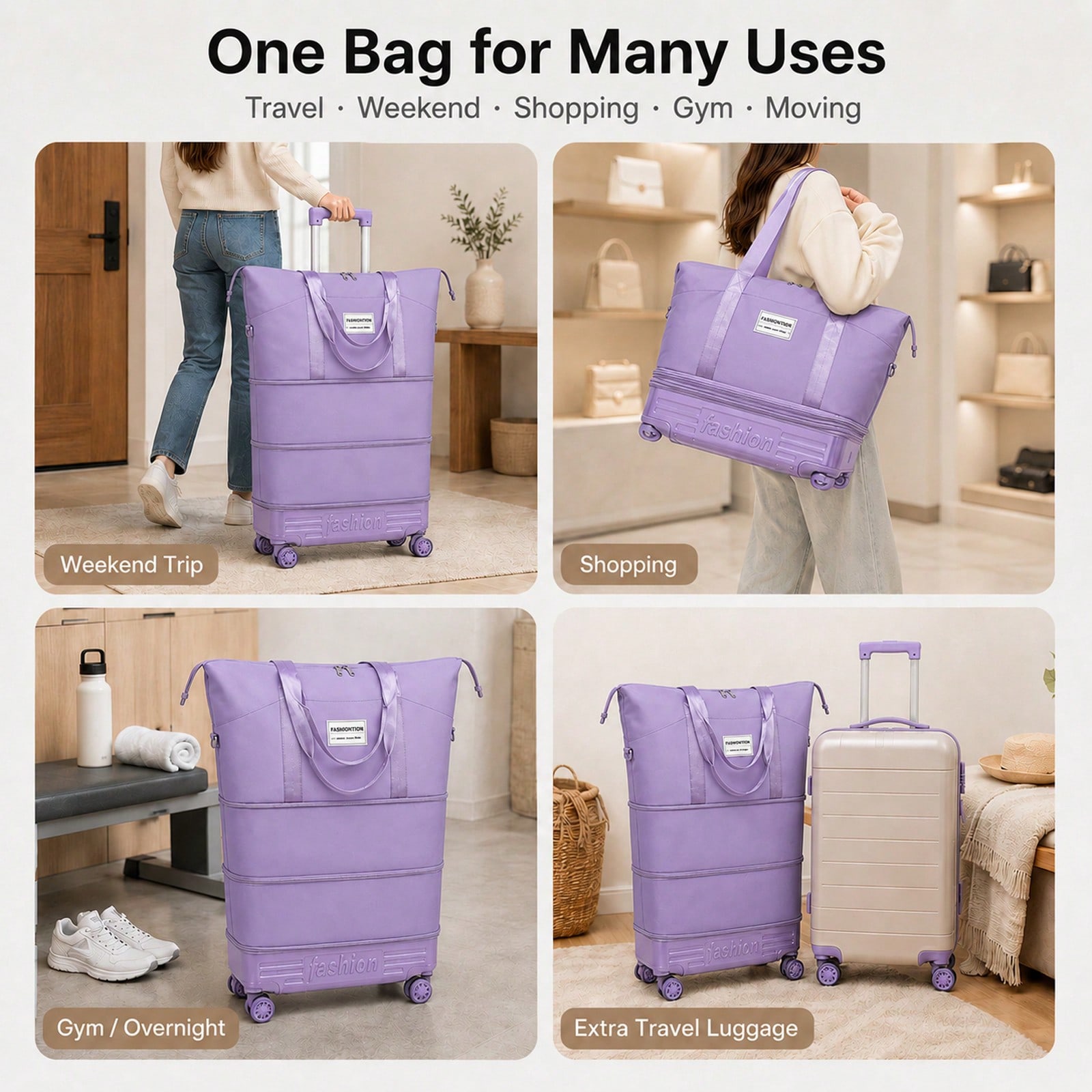 Sac de voyage à roulettes exte - Foldable Rolling Luggage Bag avis et prix